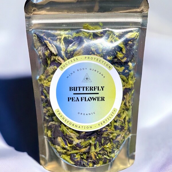 Organic Butterfly Pea Flower | Clitoria ternatea | Organic Dried Herbs | Ritual Herbs | Holistic Wellness | Wicca