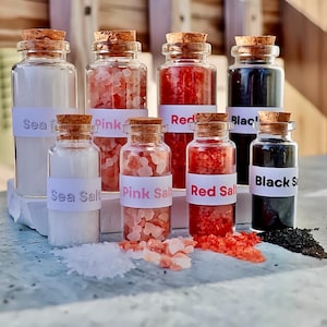 Ritual Salt Kit • Pink Salt, Red Salt, Sea Salt, Black Salt • Repel Negative Energy • Protection • Banishing • Casting • Wicca • Spiritual