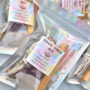Good Vibes Kit | Smudge Kit | Sage, Palo Santo, Amethyst, Clear Quartz | Good Vibes Only | Metaphysical | Smudging
