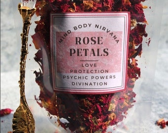 Dried Rose Petals | 100% Pure and Natural | Herbs for teas, spell magic, aromatherapy | Herbalist | Herbalism