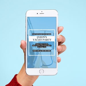 Yacht-Party-Einladungs-Vorlage - Boot-Party-Einladung - Yacht-Geburtstags-Party-Einladung - Canva-bearbeitbare Vorlage -Yacht-Druckvorlage