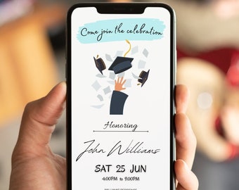 Graduation Celebration Invitation Template, Graduation Announcement,  Electronic Invite, Grad Party, Instant Download, Class of 2022, Hat