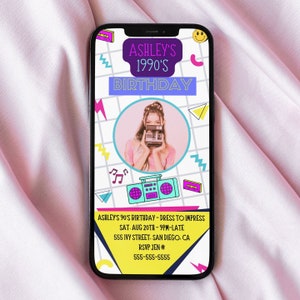 90s, Party Invitation, Editable Instant Download Template, 90s Birthday Invitation, 90s Invitation, Saved by the bell