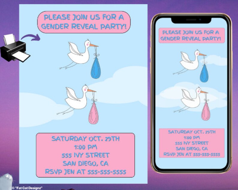 Gender Reveal Invitation, Evite Gender Reveal, Cute Gender Reveal