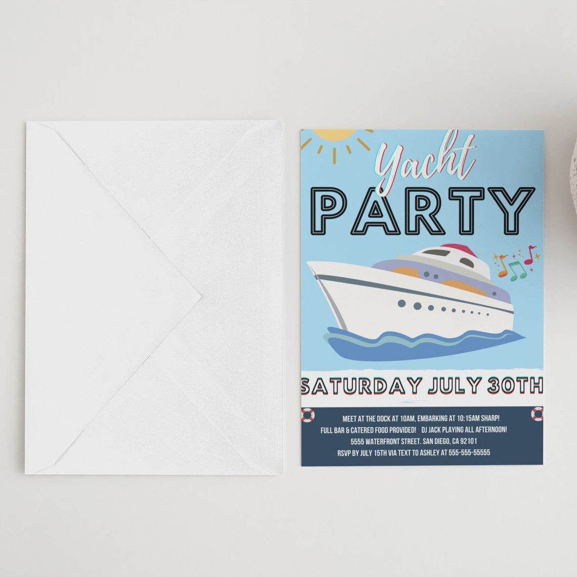 Yacht Party Invitation Template, Boat Party Invitation Template, Yacht