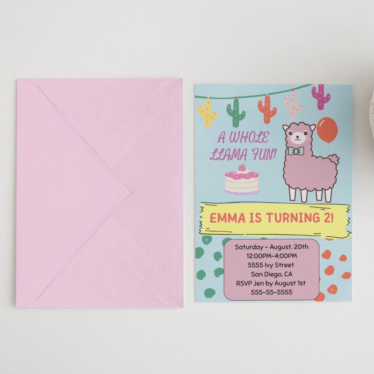 Llama Birthday Invitation , Llama Invitation Template, Digital Print ...