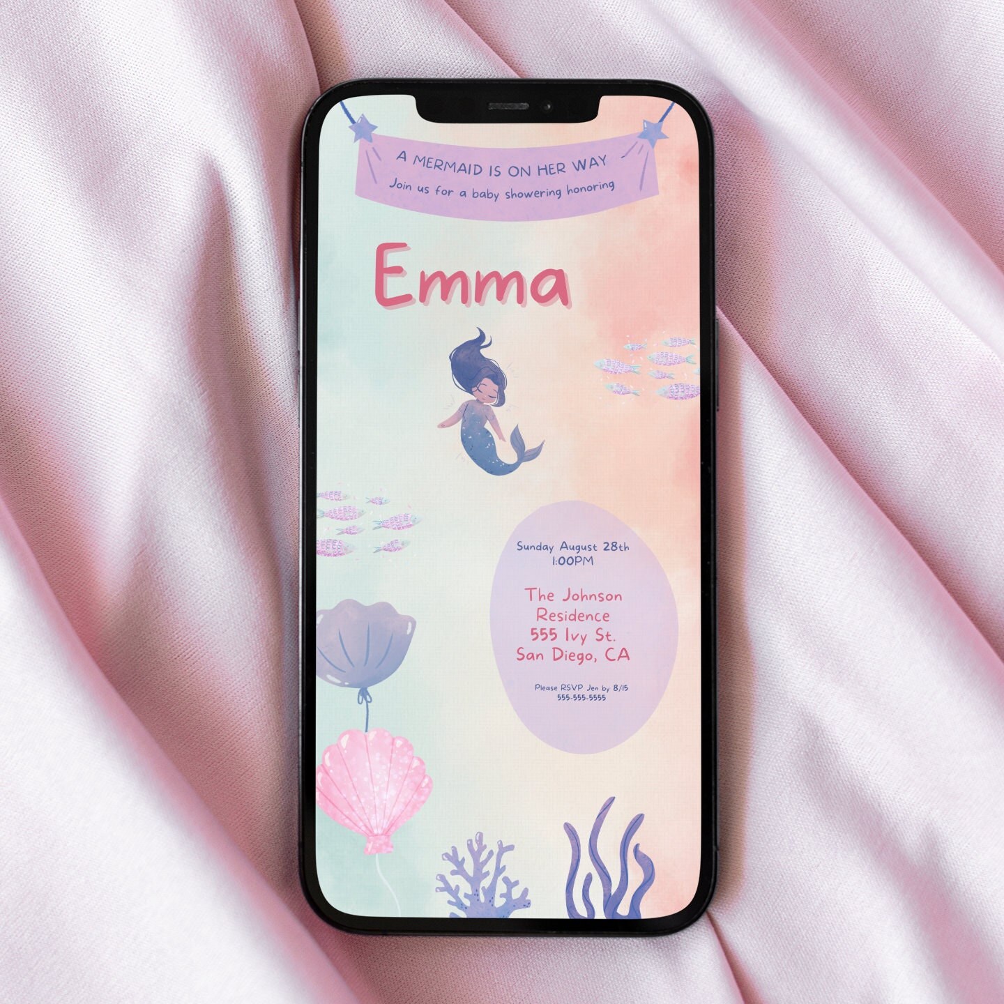 Mermaid Baby Shower - Digital &amp; Printable Instant Download Templates ...