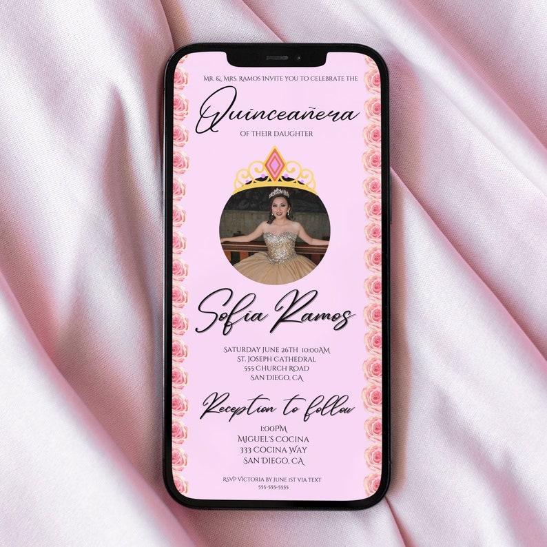 Digital Quinceanera Invitation Editable Invitation Template Etsy