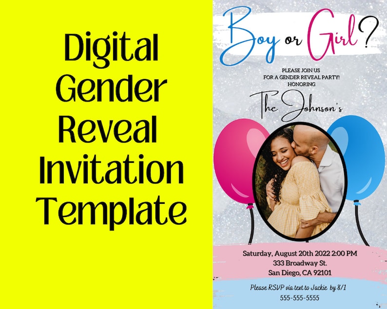 Gender Reveal Invitation Template, Gender Reveal Invitations Etsy