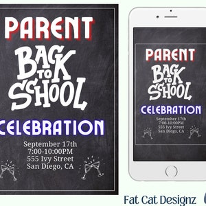 Parent Back To School Party Invitation, Back To School Party For Adults Invitation, Parent End of Summer Party, Parent Party Invitation