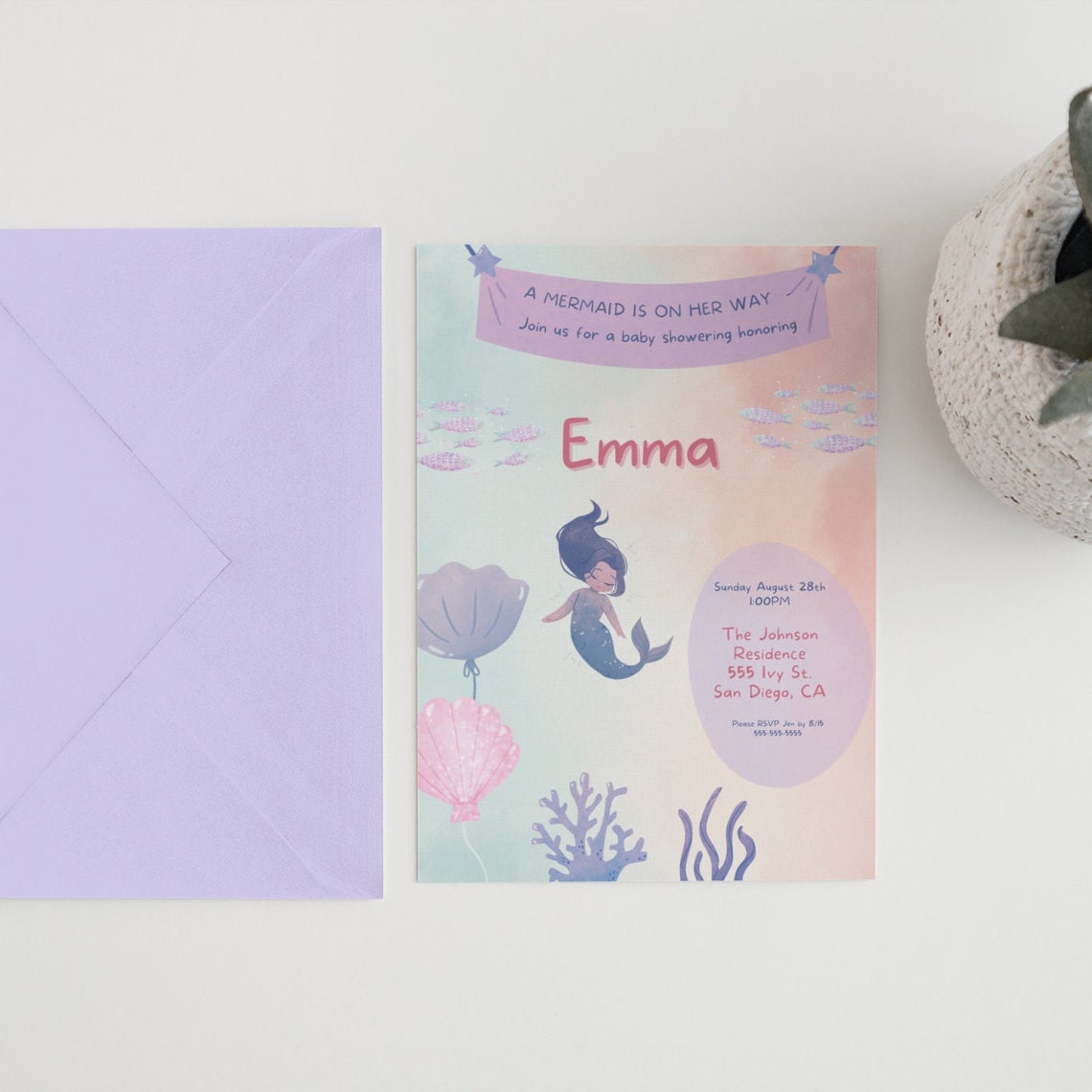 Mermaid Baby Shower Digital &amp; Printable Instant Download Templates ...