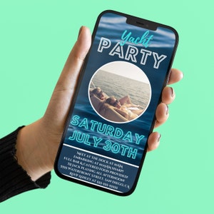 Yacht Party Invitation, Boat Party Invitation, Lake Party Invitation, Instant Download, Editable Template, Photo