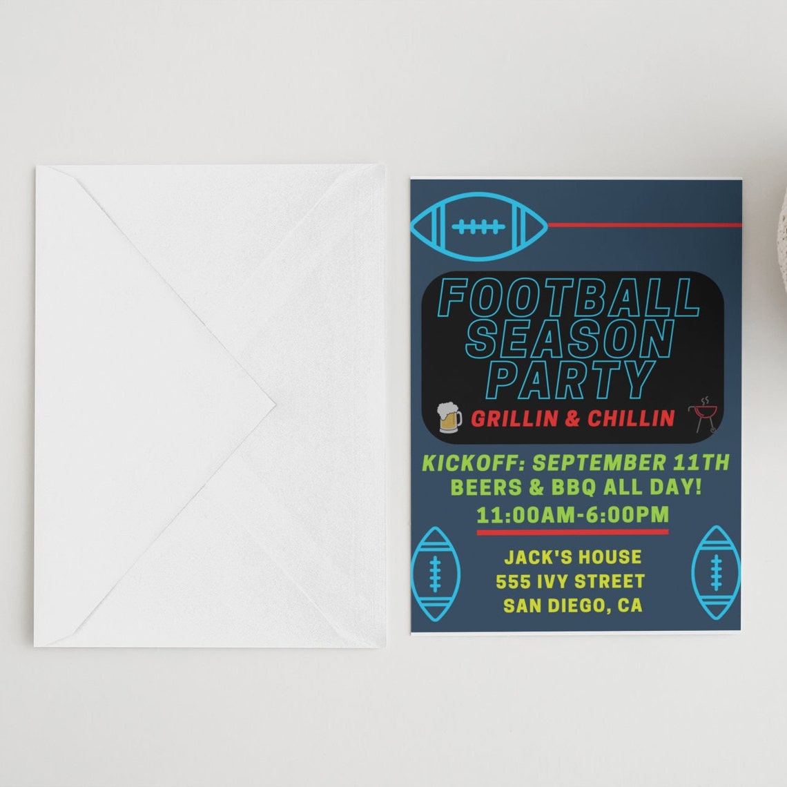Football Party Invitation Template, Editable Football Party Invite