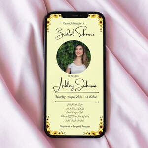 Electronic Bridal Shower Invite, Bridal Shower Invite, Shower Invitation, Instant Download, Invitation Template, Bridal Sunflower Invitation