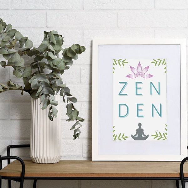 Zen Den Wall Art, Instant Download Print at Home Decor, Yoga Interior Design, Spiritual Mindfulness Relaxation