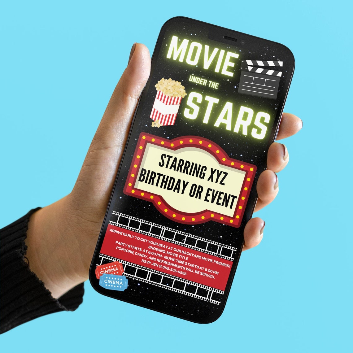 Movie Night Invitation Movie Under the Stars Invitation Etsy