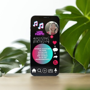 Tiktok invitation, Titok Party, Tiktok Birthday, Birthday Invitation, Editable Template, Instant Download, Tiktok Invite
