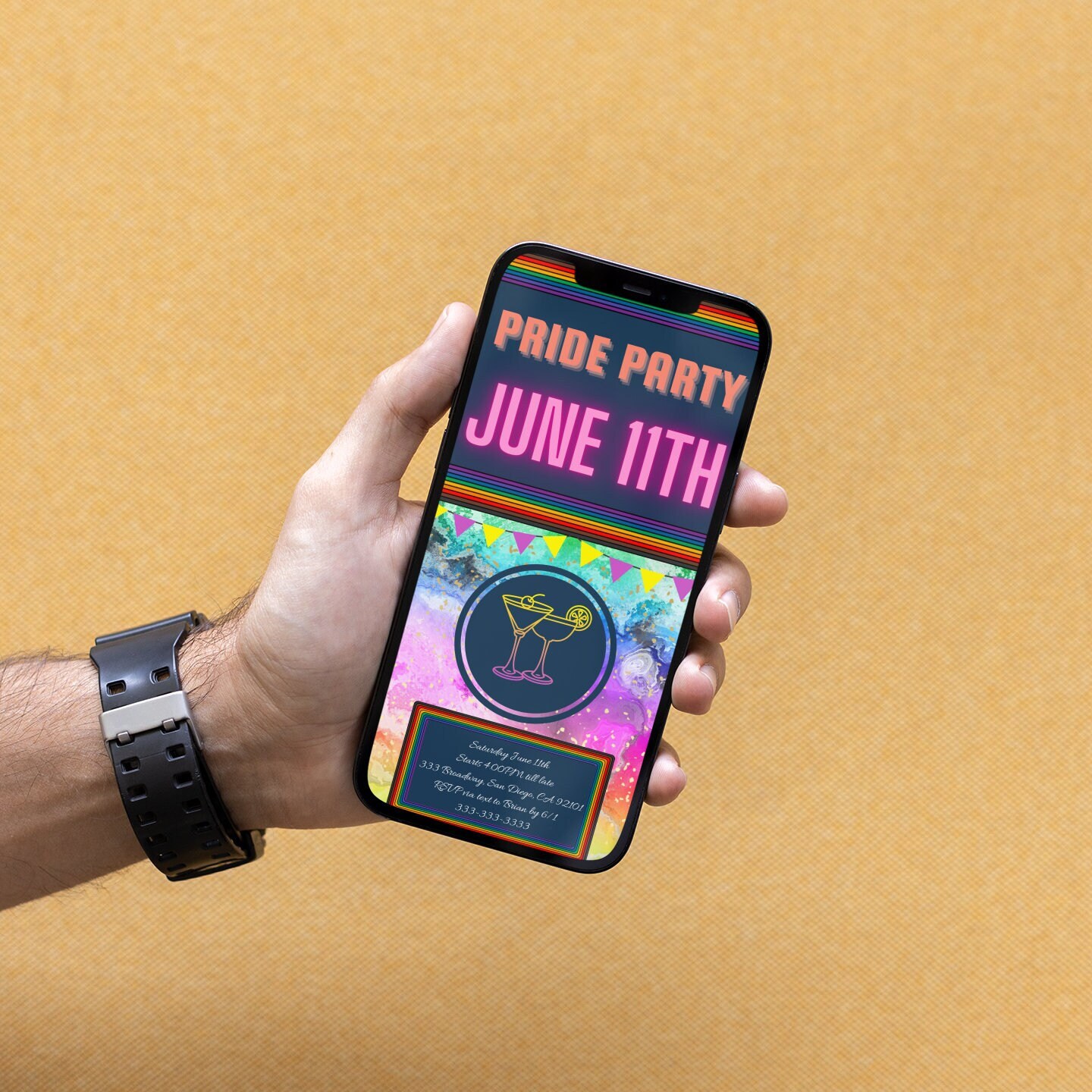 Pride Party Invitation, LGBTQ Party Invite, Pride, Rainbow, Invitation