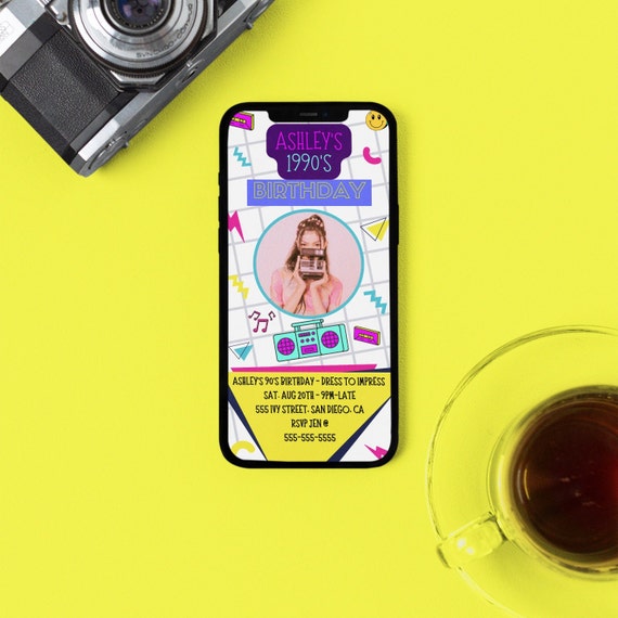 90s Party Invitation, Editable Instant Download Template, 90s Birthday  Invitation, 90s Invitation, DIY Photo - Etsy