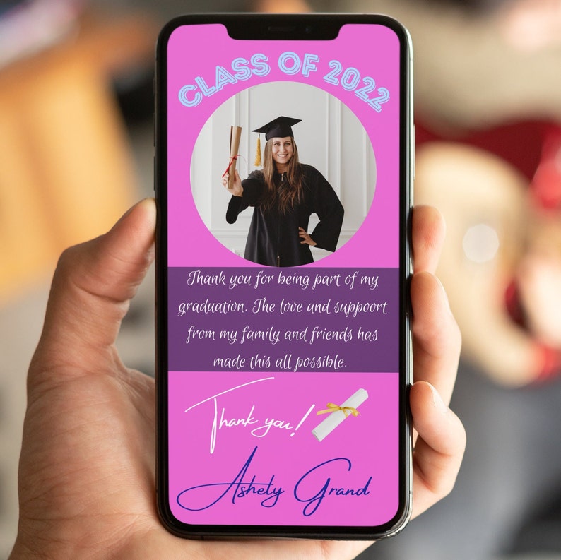 PINK Graduation Thank You Card Thank You Cards Graduation Graduation