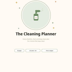 Printbaar schoonmaakschema | 33 pagina's tellende schoonmaakplanner (pdf), checklist voor huishoudelijke schoonmaak, planner voor grondige schoonmaak, takenlijst voor het gezin