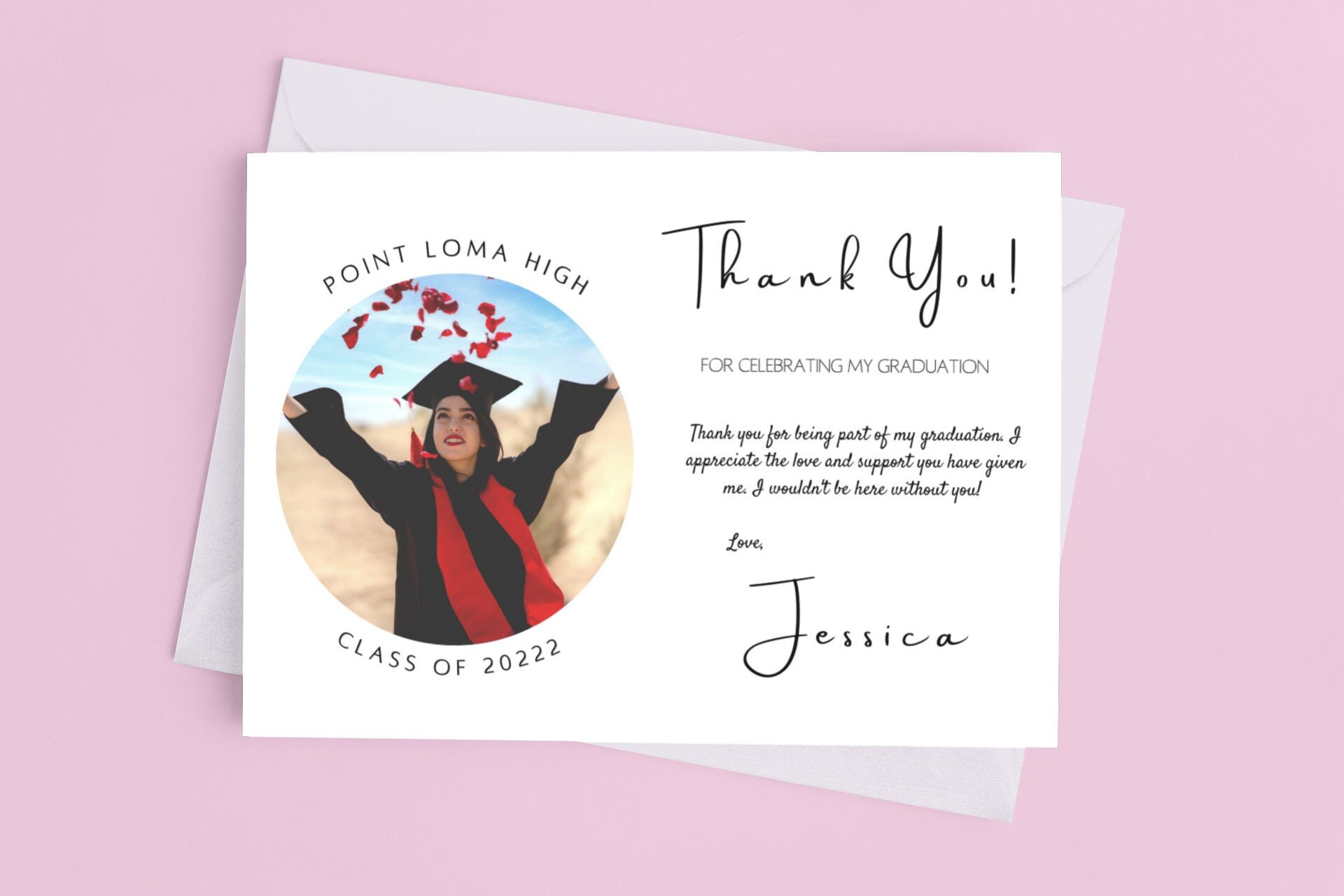 Graduation Thank You Card Template, Printable Editable Graduate Thank ...