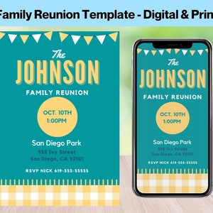 EDITABLE Family Reunion Invitation, Family Reunion Invite, Reunion Invitation, Family Party, Family BBQ, Family Picnic, Family Party