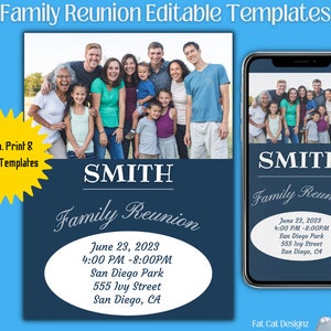 Family Reunion Invitation,  Editable Template, Family Reunion,  Family Reunion Invitation add Photo, Printable Family Reunion Invitation