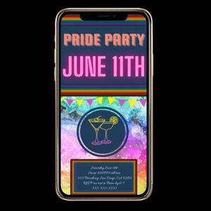 LGBTQ Party Invite, Pride Party Invitation, Rainbow, Invitation, LGBTQ, Gay, Gay Pride, Instant Download, Editable Template