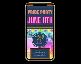LGBTQ Party Invite, Pride Party Invitation, Rainbow, Invitation, LGBTQ, Gay, Gay Pride, Instant Download, Editable Template