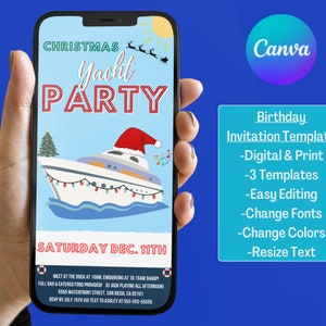 Christmas Boat Parade Invitation Template, Christmas Boat Party, Christmas Yacht Party Invitation, Christmas Boat Invitation Template, Xmas