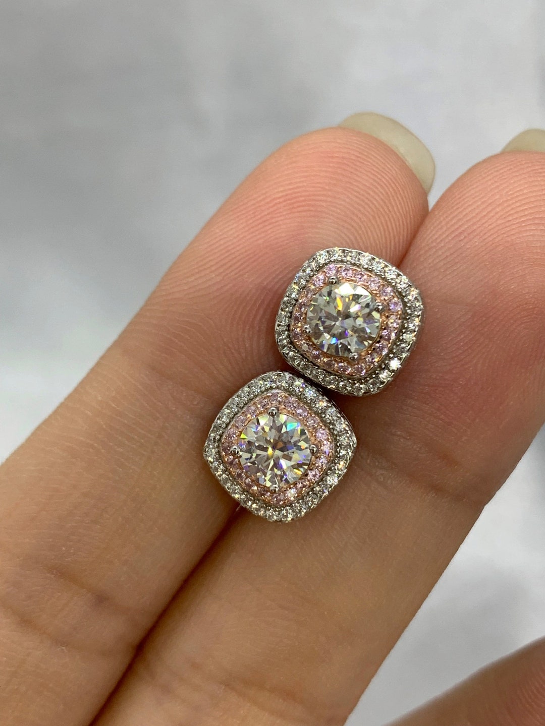 Halo Moissanite Earring Layering Earrings Bridesmaid Gift Etsy UK