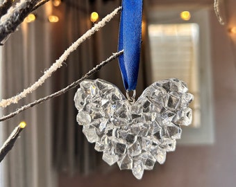 Christmas Tree Decoration, Hanging Heart Ornaments, Holiday Crystal Baubles, Tree Decor, Gift Set, Romantic Home Decor Idea