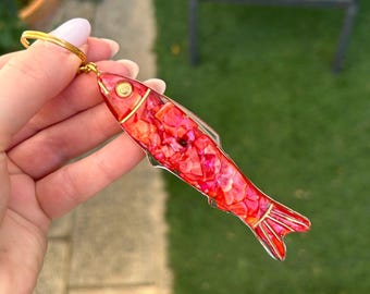 Keychain, Sardine Keychain, Handmade Resin Fish Keychain, Cool Fish Keychain, Cute Keyring, Special Bag Tag, Bag Accessory, Ocean Gift Idea