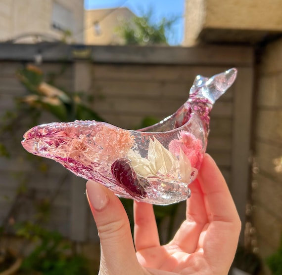 Floral Resin Ring Dish: Handmade Whale Jewelry Holder UK