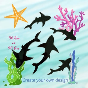 96 Coe or 90 Coe Black Shark Precut. 3&quot;,   2&quot;, or 3pack Fusing Glass