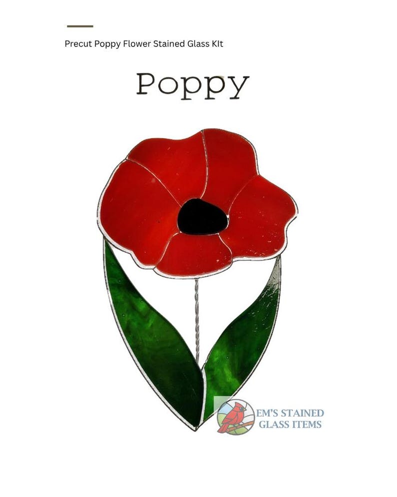 Hazy Field Poppy – Precut Stained Glass Flower Kit bild 2