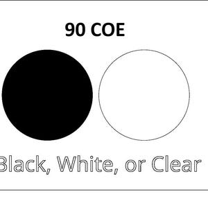 90 COE Precut 2", 3" or 4" circles, Black and Clear Fusible Glass.