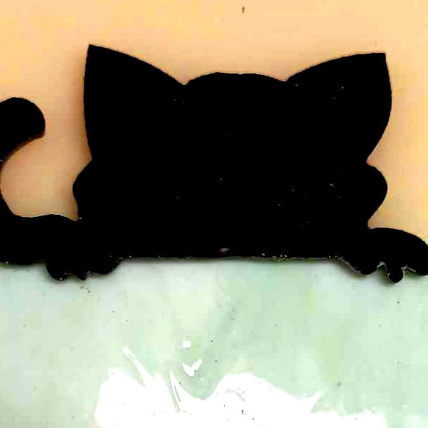 Precut 96 or 90 COE Cat on Shelf. Cat only. Precut Fusible  Black or Gray Glass. 3".