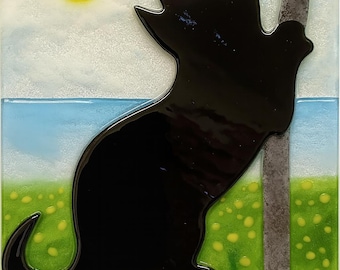 Reaching for Sunshine / Fusible 90 Coe or 96 Coe Glass Stretching Cat