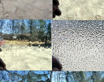Clear Texture Glass Sample Set – Six 6"×6" Sheets for Stained Glass Projects, non fusing.