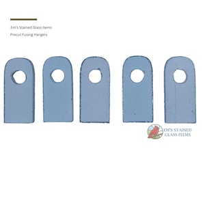 Precut 90 or 96 COE Fusing hangers 1" x .5" or .6" x .5" with hole. Clear or white. 5 PACK