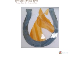Precut Stained Glass Horse Suncatcher Kit – Rustic Horseshoe Window Decor, 6"x6.5"