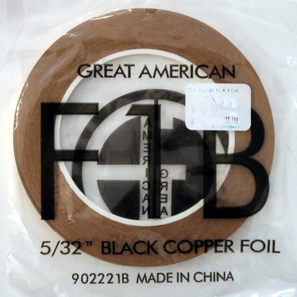 Black Backed Copper Foil 5/32" 7/32"  + more sizes, 1.25 mil x 36 yds.  Stained Glass Supplies