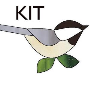 Precut Stained Glass Chickadee or Yellow Finch Suncatcher Kit.