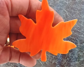 96 COE Precut Stained Glass Maple Leaves. Orange Precut 3" x 3" Maple Leaves. Stained Glass Precut.