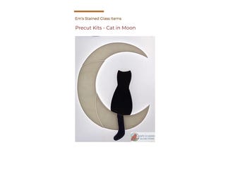 Cat (or Dog) in Moon, Stained Glass Kit – DIY Suncatcher, 6"