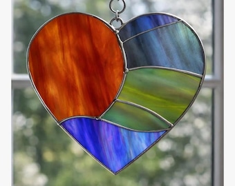 Precut Stained Glass Heart Suncatcher Kit / Garden Window Hanging.