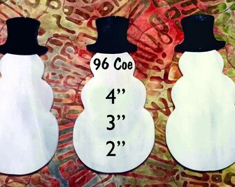 96 COE Precut 4" Glass Snowman with a HAT! Black hat, white, 1 piece body.