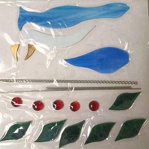 Precut Stained glass Blue Jay Oval Ring KIT.